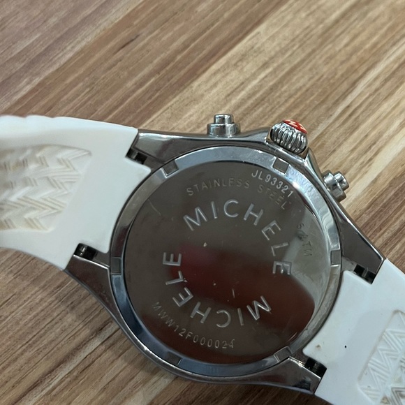 Michele White Watch with Rubber Band and Pink details - Picture 2 of 2